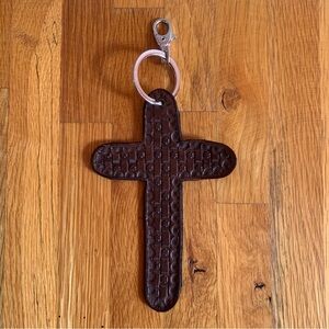 Handmade Leather Keychain Cross